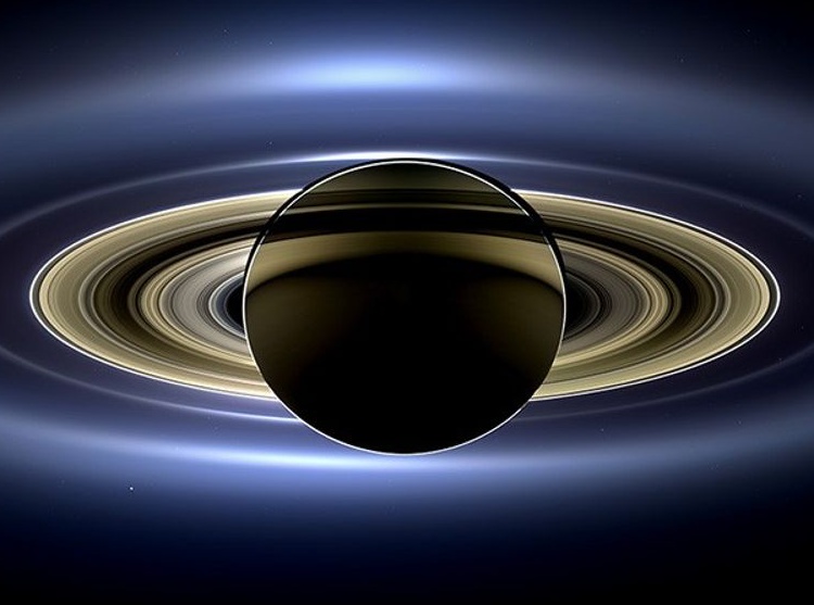 Saturn backlit by the Sun