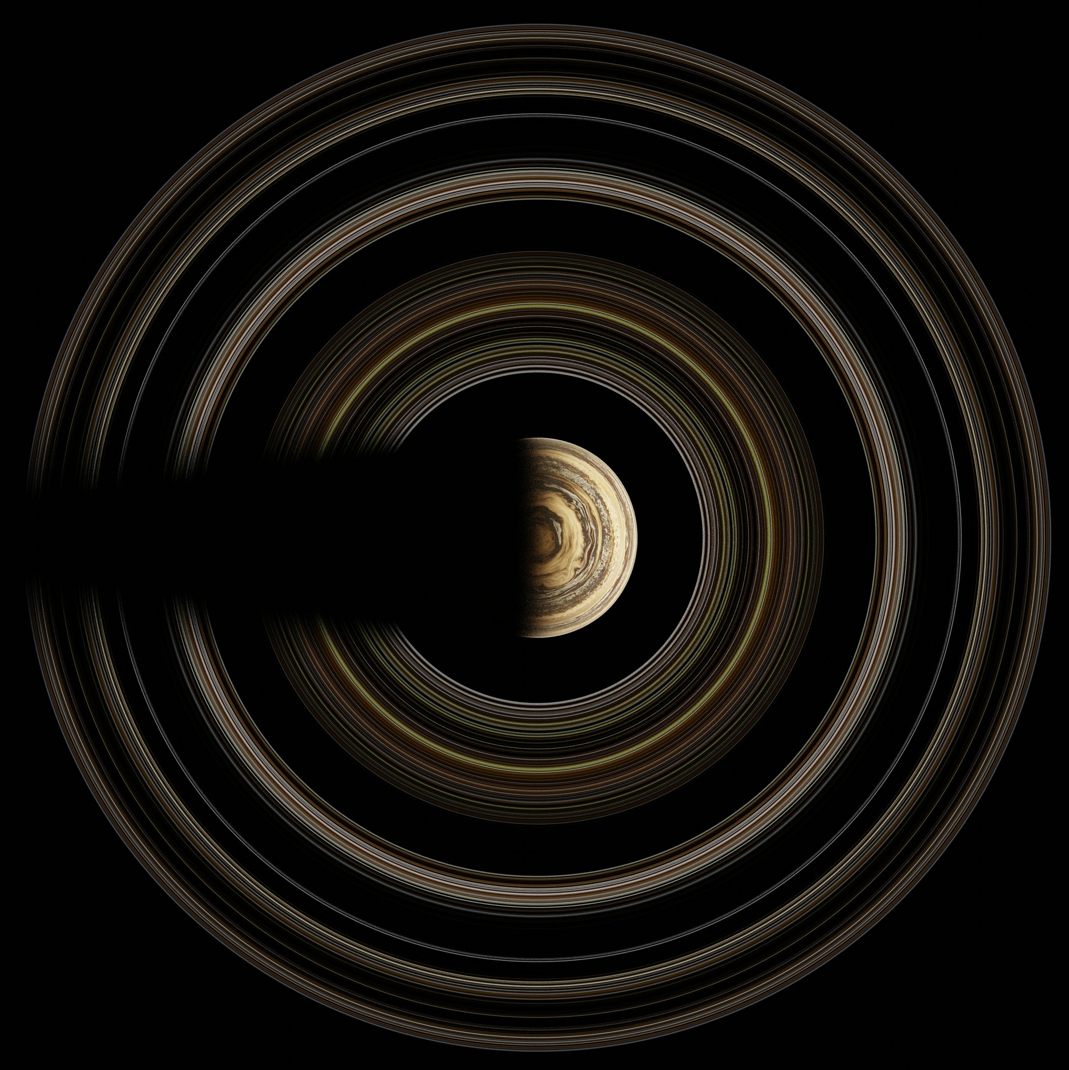 Circular view of Saturn's rings
