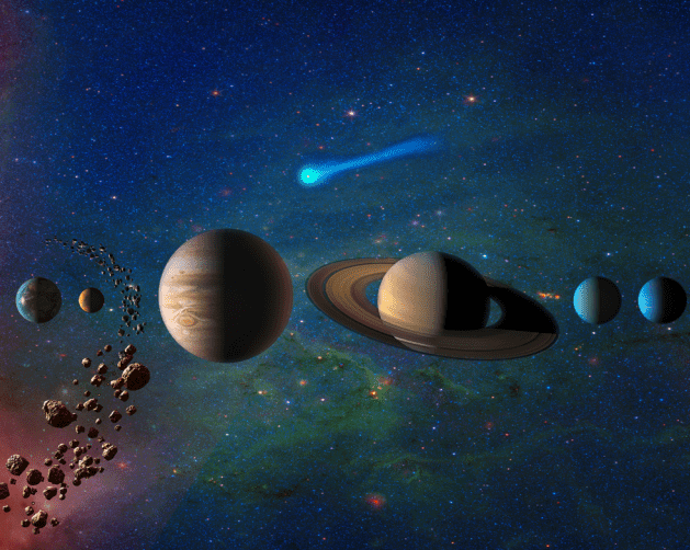 Illustration of planets in the solar system